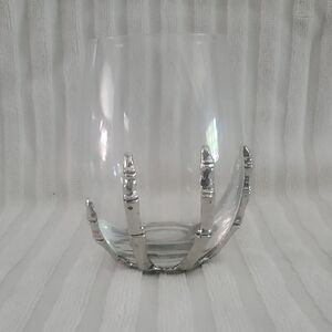 Silver Skeleton Hand Stemless Glass